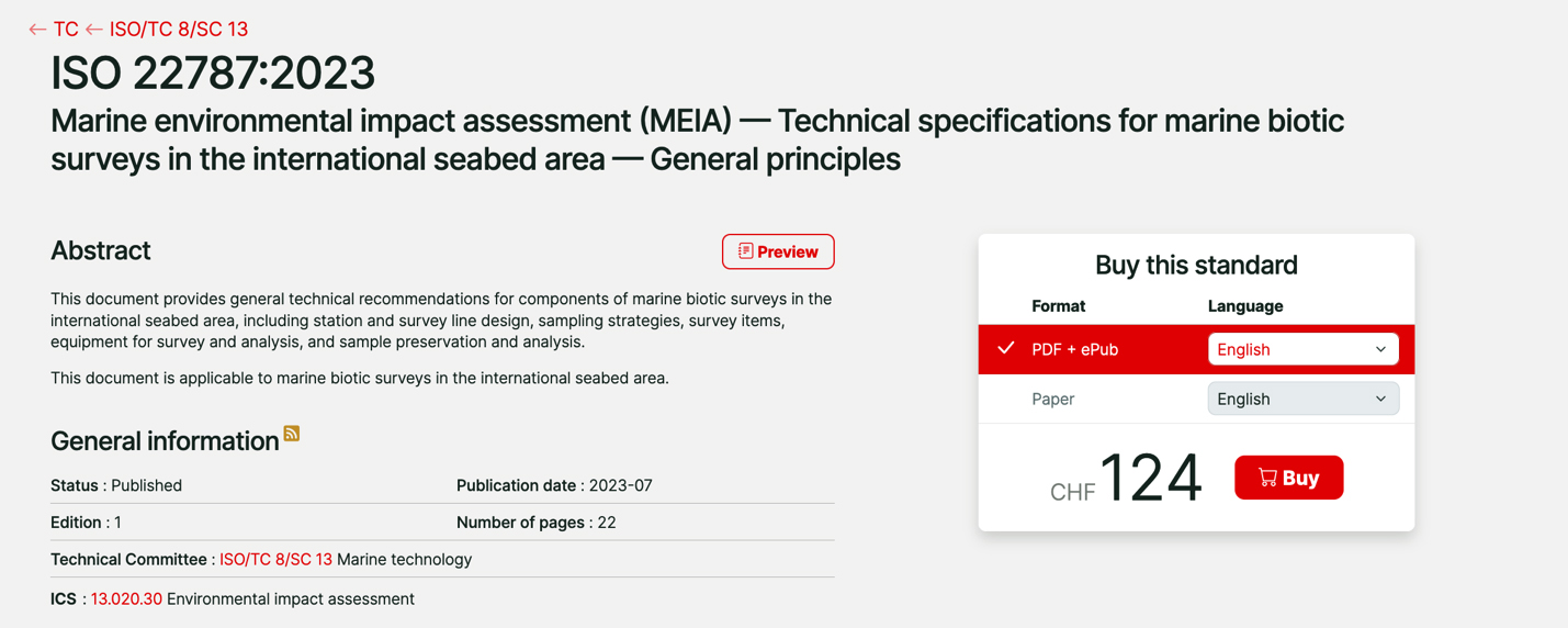 The first international standard for marine surveys in the international seabed area led by China was released